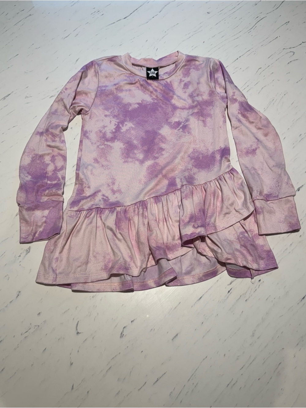 Tie-Dye Ruffle Long Sleeve Top - Lavender Pink NWOT